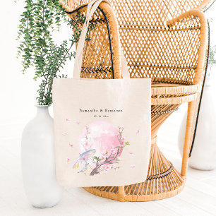 Elegant Cherry Blommar Bröllop Välkommen Tygkasse