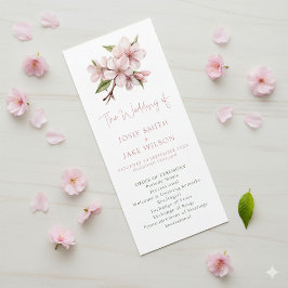 Elegant Cherry Blommar minimum bröllop Ceremony Program