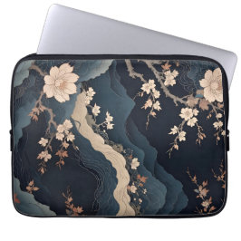 Elegant Cherry Blommar och Mountain Abstrakt Bord Laptop Fodral