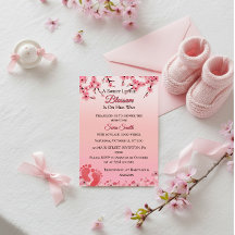 Elegant Cherry Blommar Rosa Blommigt Baby Shower