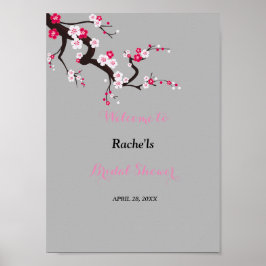 Elegant Cherry Blommar Rosa blommigt Möhippa Poster