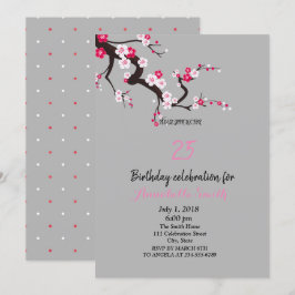 Elegant Cherry Blommar Rosa White blommigt Birthda Inbjudningar