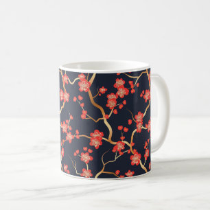 Elegant Cherry Blommar Seamless Mönster (3) Kaffemugg