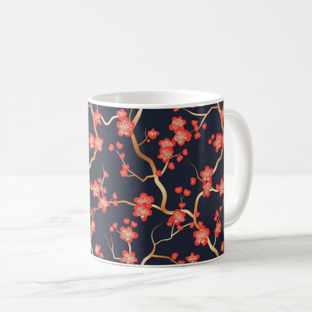 Elegant Cherry Blommar Seamless Mönster (3) Kaffemugg (Framsida höger)