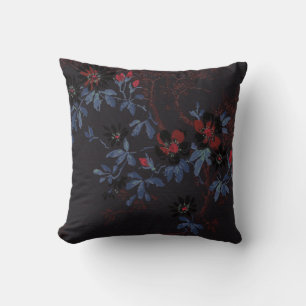 ELEGANT CHERRY BLOMMAR SILVER RED BLACK CUSHION KUDDE