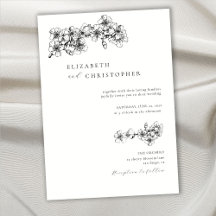 Elegant Cherry Blommar Sketch Botanical BW Bröllop
