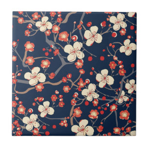 Elegant Cherry Blommar Sömlös Mönster (10) Kakelplatta