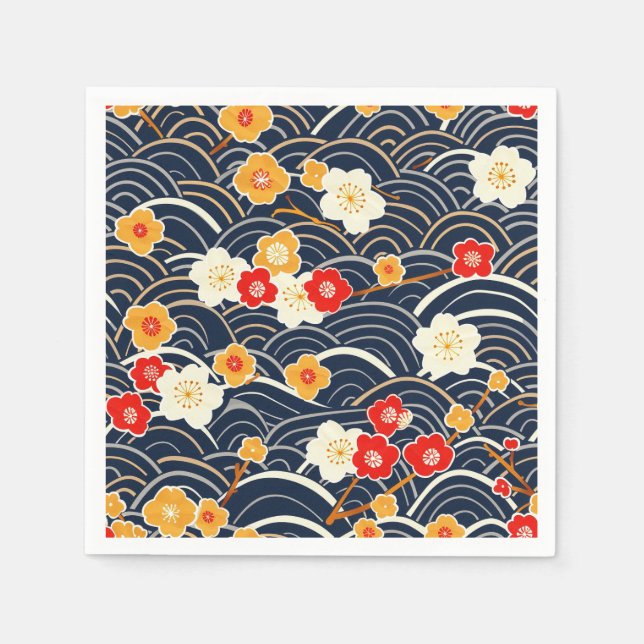 Elegant Cherry Blommar Sömlös Mönster (12) Pappersservett (Framsidan)