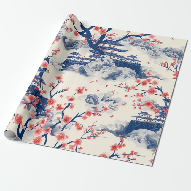 Elegant Cherry Blommar Sömlös Mönster (15) Presentpapper (Utrullad)
