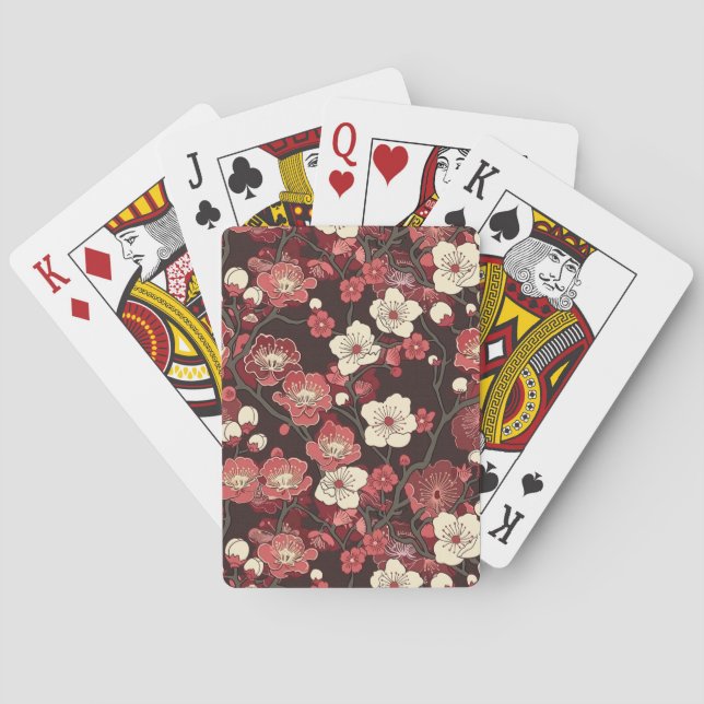 Elegant Cherry Blommar Sömlös Mönster (16) Casinokort (Baksidan)