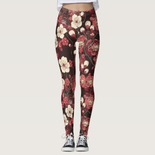 Elegant Cherry Blommar Sömlös Mönster (16) Leggings