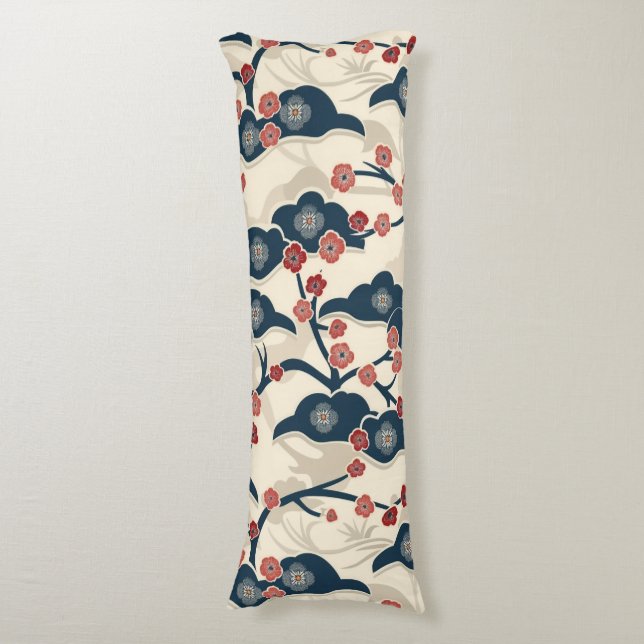 Elegant Cherry Blommar Sömlös Mönster (2) Kroppskudde (Framsidan Vertikal)