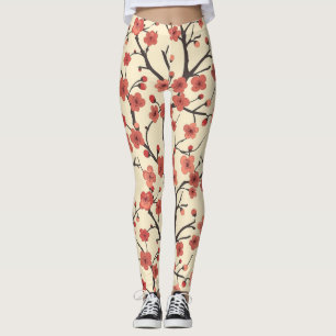Elegant Cherry Blommar Sömlös Mönster (4) Leggings