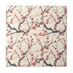 Elegant Cherry Blommar Sömlös Mönster (5) Kakelplatta
