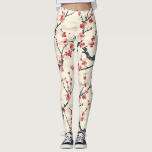 Elegant Cherry Blommar Sömlös Mönster (5) Leggings