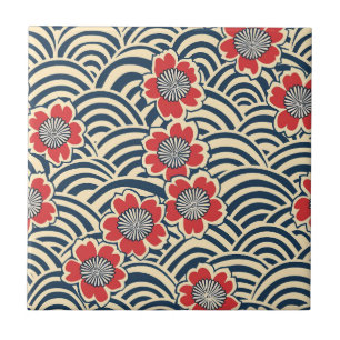 Elegant Cherry Blommar Sömlös Mönster (8) Kakelplatta