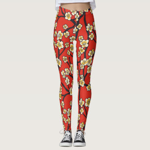 Elegant Cherry Blommar Sömlös Mönster (9) Leggings