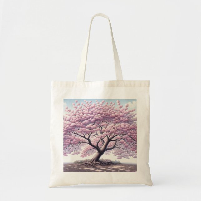 Elegant Cherry Blommar Tote Bag Tygkasse (Framsidan)