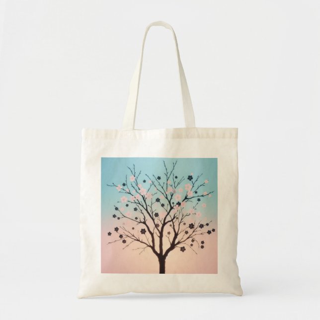 Elegant Cherry Blommar Tote Bag Tygkasse (Framsidan)