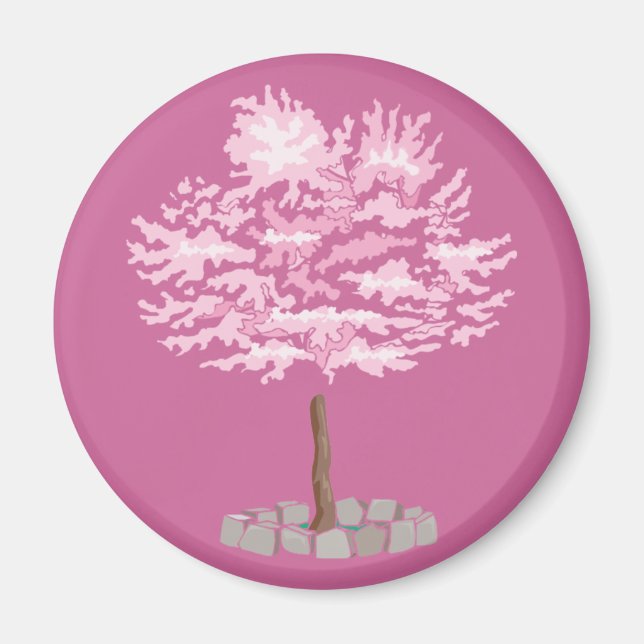 Elegant Cherry Blommar Träd Magnet (Framsidan)