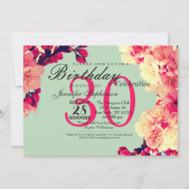 Elegant Cherry Blommars on Rustic Teal Inbjudningar