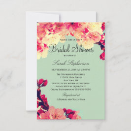 Elegant Cherry Blommars on Rustic Teal Inbjudningar