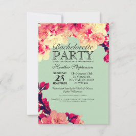 Elegant Cherry Blommars on Rustic Teal Inbjudningar