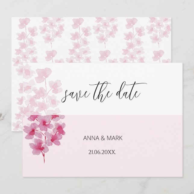 Elegant Cherry Blommars Watercolor Hand-målat (Fram/baksida)