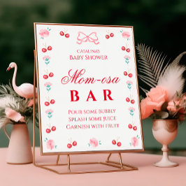 Elegant Cherry Blommigt Mamma-osa Pub Poster