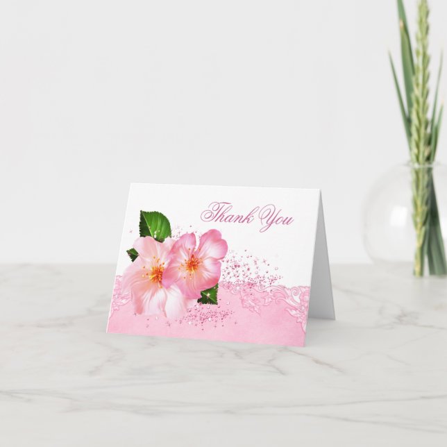 Elegant Cherry Blossom Funeral Thank You Cards Tack Kort (Framsida)