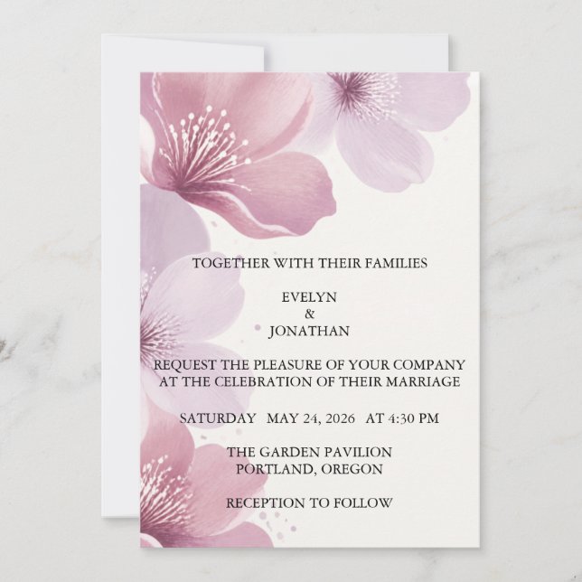 Elegant Cherry Blossom Save the Date Spara Datumet (Framsida)