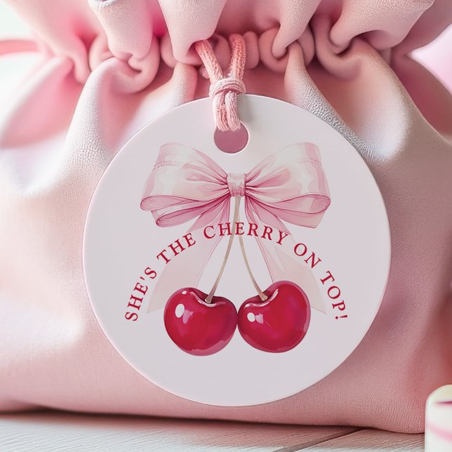 Elegant Cherry på översta Möhippan Gåvor Etiketter (Skapare uppladdad)