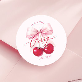 Elegant Cherry på översta Möhippan Runt Klistermärke