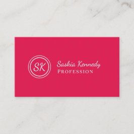 Elegant Cherry Red Script Professionell Monogram Visitkort