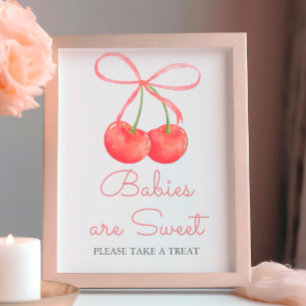 Elegant Cherry Rosa Ribbon Spädbarn är Sweet Poster