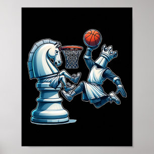 Elegant Chess Board Kung Sketll Game Poster