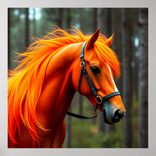 Elegant Chestnut Horse in Saddle Poster