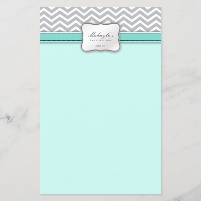 Elegant Chevron Modern Grått, vit och blå Flyer (Framsidan)