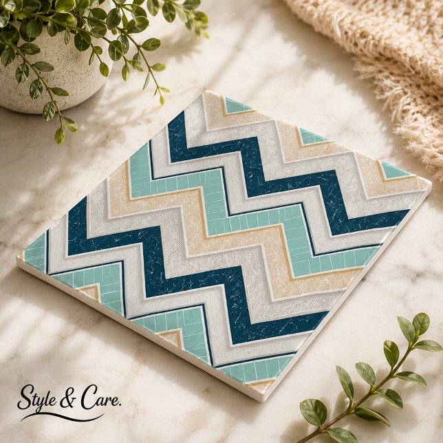 Elegant Chevron-mönster Dekorativ 6" fyrkant Kakelplatta (Chic Chevron Pattern Decorative 6 Square Ceramic Tile)