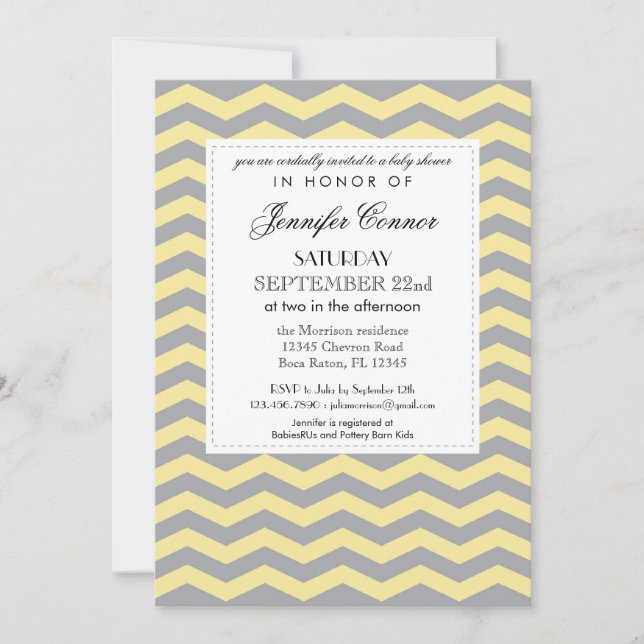 Elegant Chevron Unisex Baby Shower-inbjudan Inbjudningar (Framsida)