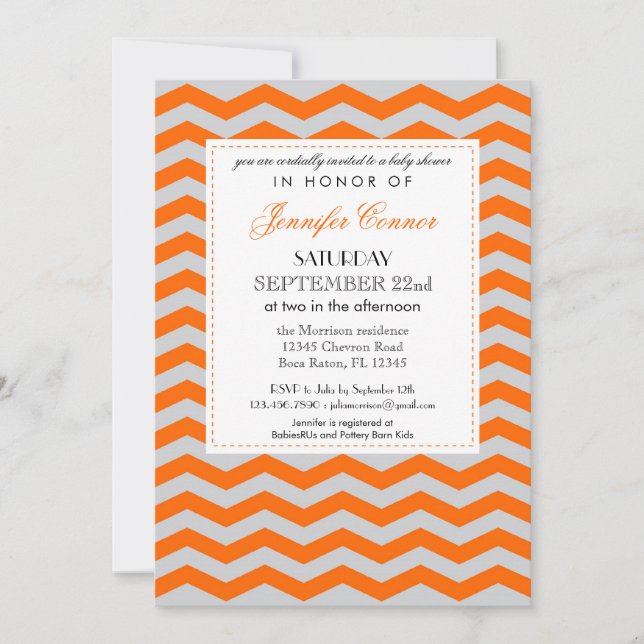 Elegant Chevron Unisex Baby Shower-inbjudan Inbjudningar (Framsida)