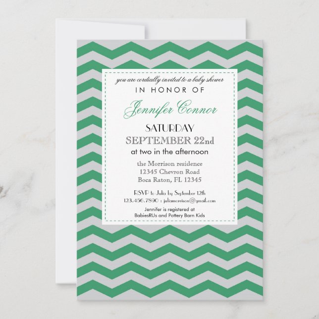 Elegant Chevron Unisex Baby Shower-inbjudan Inbjudningar (Framsida)