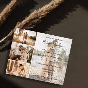 elegant chic 4 inbjudan till fotokollage bröllop flygblad