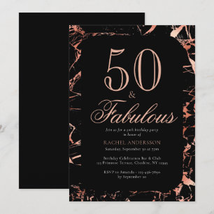 Elegant Chic 50:e födelsedag Ro Guld Svarta Party Inbjudningar