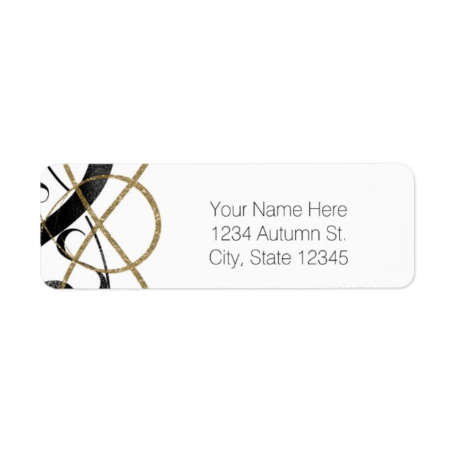 Elegant Chic Art Black & Guld Glamor-inbjudan Returadress Etikett (Framsidan)