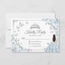 Elegant Chic Baby Blue Silver Quinceanera Reply OSA Kort