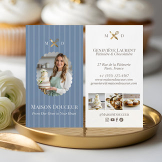 Elegant Chic Bakery Ränder & Guld Visp Foto Visitkort