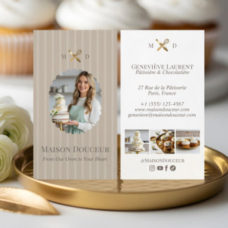 Elegant Chic Bakery Ränder & Guld Visp Foto Visitkort