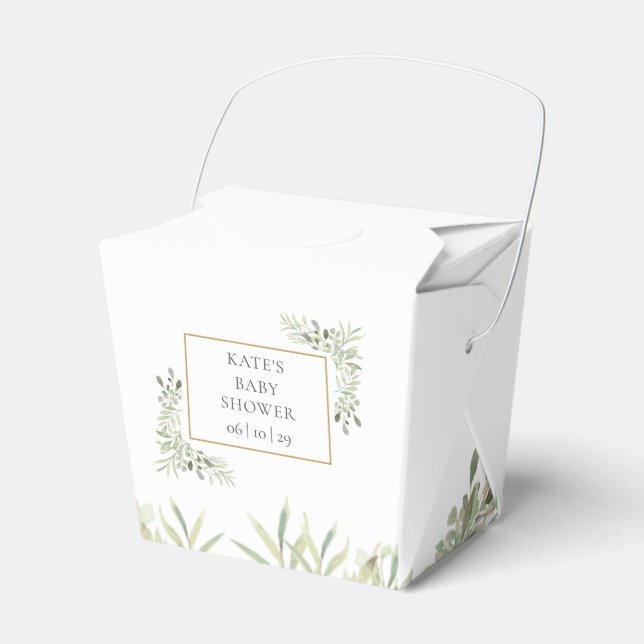 Elegant Chic Barnrumsfavorbox med Grönska Presentaskar (Framsidan Sidan)