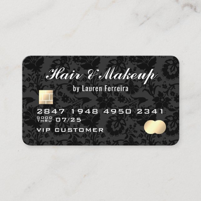 Elegant Chic Beauty Professionell Faux Kredit Card Visitkort (Framsida)